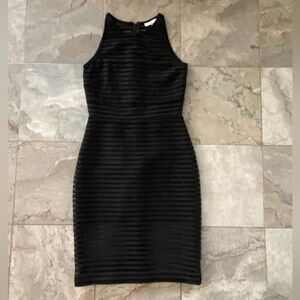 Parker Black Textured Midi Dress Size M Office Great  Condition